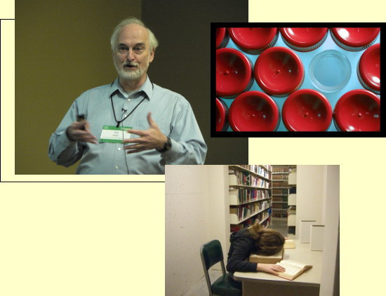 研究発表、図書館の学生等